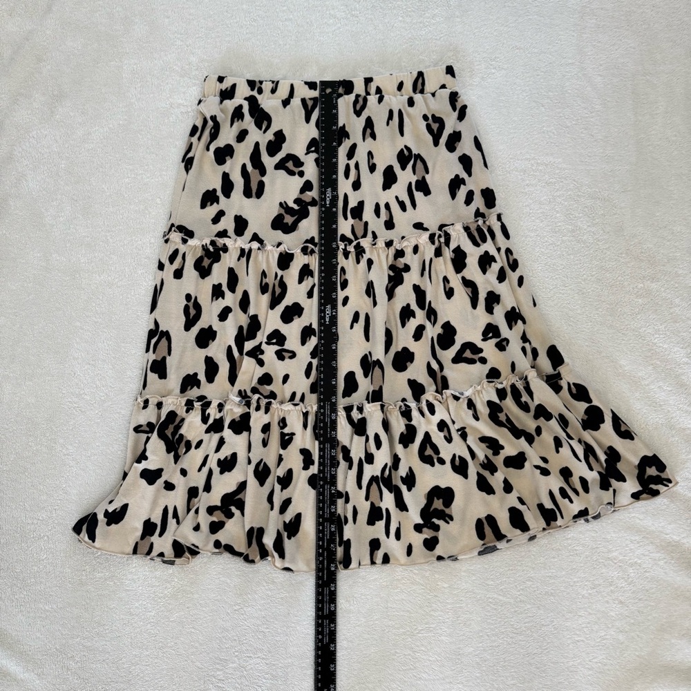 Tickled Teal Leopard Tiered Midi Skirt Size L EUC - Picture 7 of 7